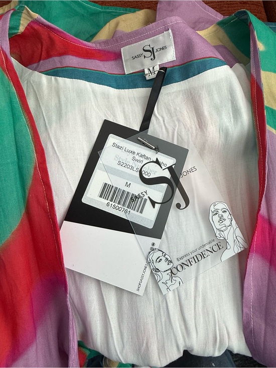 Sassy Jones Other - Sassy Jones Multicolor Swirl “Stazi”Kaftan - Green, Pink, Purple, Yellow